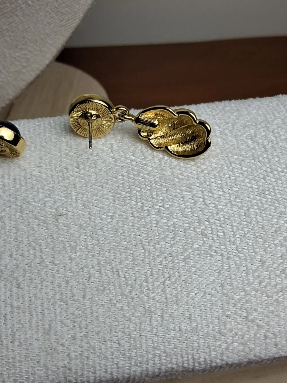 Monet Gold Tone Chain Necklace with Black Accent Drop Earrings